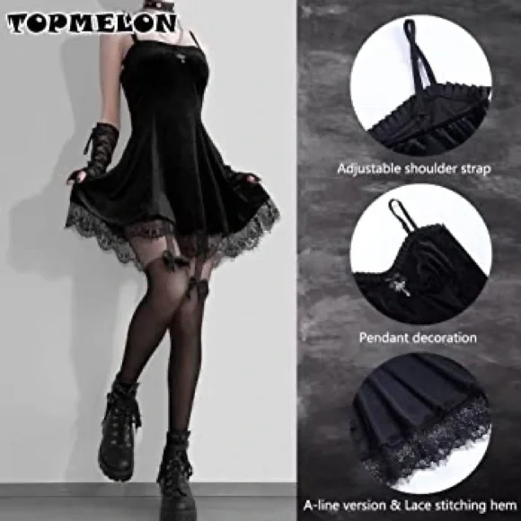 TOPMELON Black Goth Emo Cross Dress - Picture 3 of 3